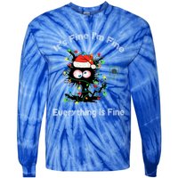 Black Cat Christmas ItS Fine IM Fine Everything Is Fine Gift Tie-Dye Long Sleeve Shirt