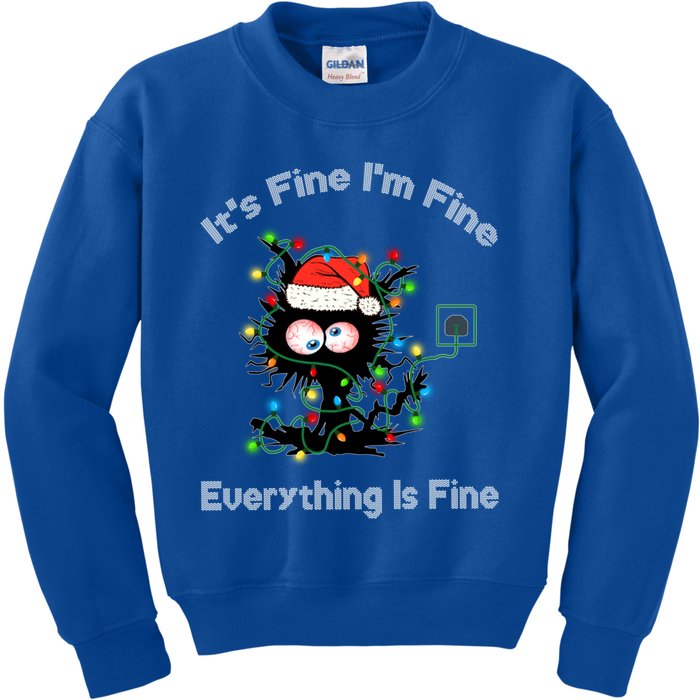 Black Cat Christmas ItS Fine IM Fine Everything Is Fine Gift Kids Sweatshirt