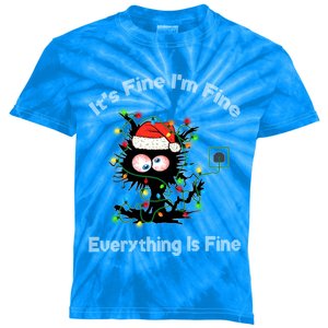 Black Cat Christmas ItS Fine IM Fine Everything Is Fine Gift Kids Tie-Dye T-Shirt