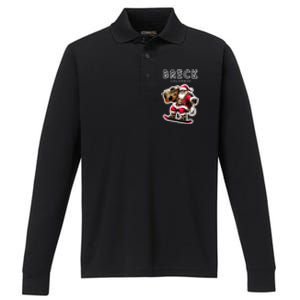 Breck Colorado Christmas Snowboard Santa Claus Meaningful Gift Performance Long Sleeve Polo