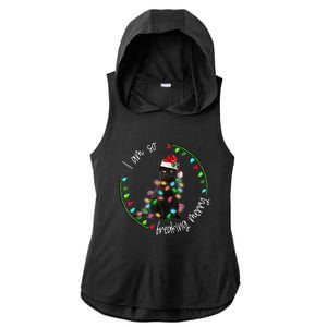 Black Cat Christmas Light I Am So Freaking Merry Gift Ladies PosiCharge Tri-Blend Wicking Draft Hoodie Tank