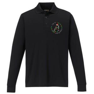 Black Cat Christmas Light I Am So Freaking Merry Gift Performance Long Sleeve Polo