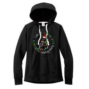 Black Cat Christmas Light I Am So Freaking Merry Gift Women's Fleece Hoodie