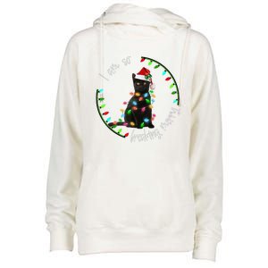 Black Cat Christmas Light I Am So Freaking Merry Gift Womens Funnel Neck Pullover Hood