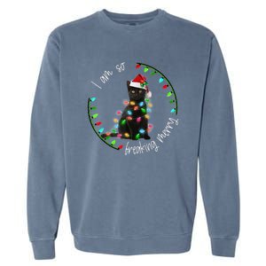 Black Cat Christmas Light I Am So Freaking Merry Gift Garment-Dyed Sweatshirt