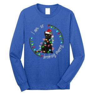 Black Cat Christmas Light I Am So Freaking Merry Gift Long Sleeve Shirt