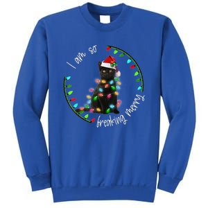 Black Cat Christmas Light I Am So Freaking Merry Gift Sweatshirt