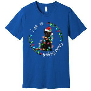 Black Cat Christmas Light I Am So Freaking Merry Gift Premium T-Shirt