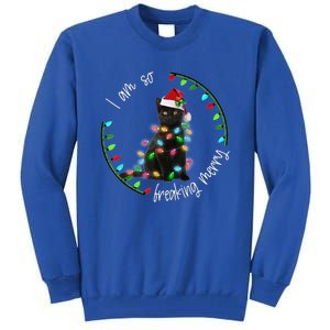 Black Cat Christmas Light I Am So Freaking Merry Gift Tall Sweatshirt