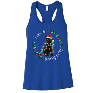 Black Cat Christmas Light I Am So Freaking Merry Gift Women's Racerback Tank