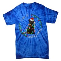 Black Cat Christmas Light I Am So Freaking Merry Gift Tie-Dye T-Shirt