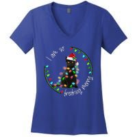 Black Cat Christmas Light I Am So Freaking Merry Gift Women's V-Neck T-Shirt