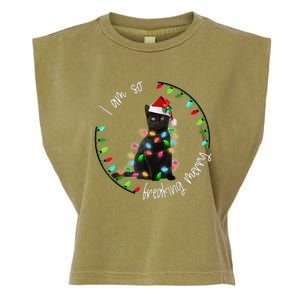 Black Cat Christmas Light I Am So Freaking Merry Gift Garment-Dyed Women's Muscle Tee