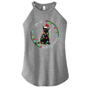 Black Cat Christmas Light I Am So Freaking Merry Gift Women's Perfect Tri Rocker Tank