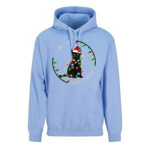 Black Cat Christmas Light I Am So Freaking Merry Gift Unisex Surf Hoodie