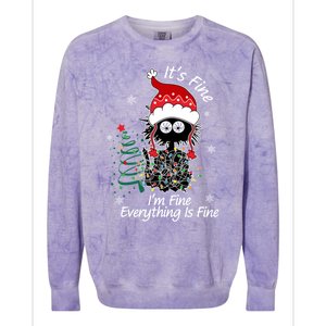 Black Cat Christmas ItS Fine IM Fine Everything Is Fine Gift Colorblast Crewneck Sweatshirt