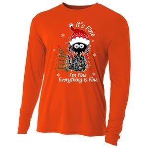 Black Cat Christmas ItS Fine IM Fine Everything Is Fine Gift Cooling Performance Long Sleeve Crew