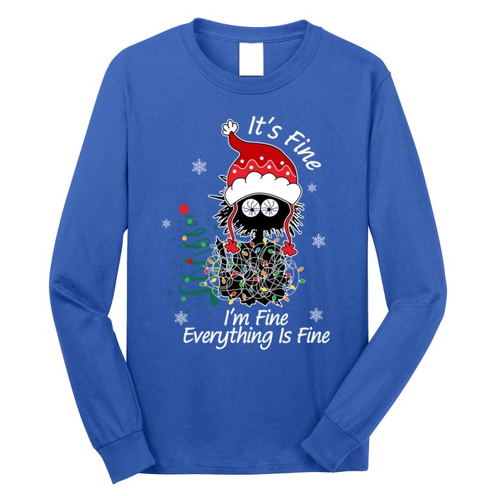 Black Cat Christmas ItS Fine IM Fine Everything Is Fine Gift Long Sleeve Shirt