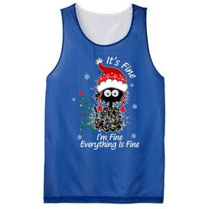 Black Cat Christmas ItS Fine IM Fine Everything Is Fine Gift Mesh Reversible Basketball Jersey Tank