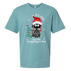 Black Cat Christmas ItS Fine IM Fine Everything Is Fine Gift Sueded Cloud Jersey T-Shirt