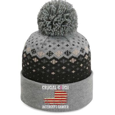 Breast Cancer Crucial A Catch Intercept Cancer Us Flag The Baniff Cuffed Pom Beanie