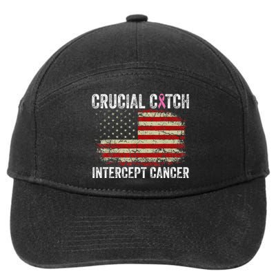 Breast Cancer Crucial A Catch Intercept Cancer Us Flag 7-Panel Snapback Hat