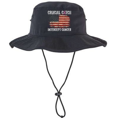 Breast Cancer Crucial A Catch Intercept Cancer Us Flag Legacy Cool Fit Booney Bucket Hat