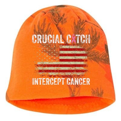 Breast Cancer Crucial A Catch Intercept Cancer Us Flag Kati - Camo Knit Beanie