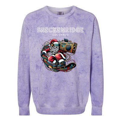 Breckenridge Colorado Cool Snowboard Christmas Santa Gift Colorblast Crewneck Sweatshirt