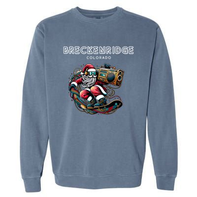 Breckenridge Colorado Cool Snowboard Christmas Santa Gift Garment-Dyed Sweatshirt