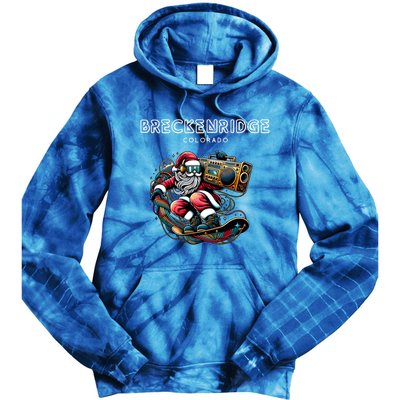 Breckenridge Colorado Cool Snowboard Christmas Santa Gift Tie Dye Hoodie