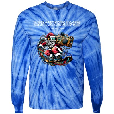 Breckenridge Colorado Cool Snowboard Christmas Santa Gift Tie-Dye Long Sleeve Shirt