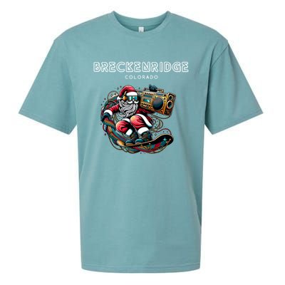 Breckenridge Colorado Cool Snowboard Christmas Santa Gift Sueded Cloud Jersey T-Shirt