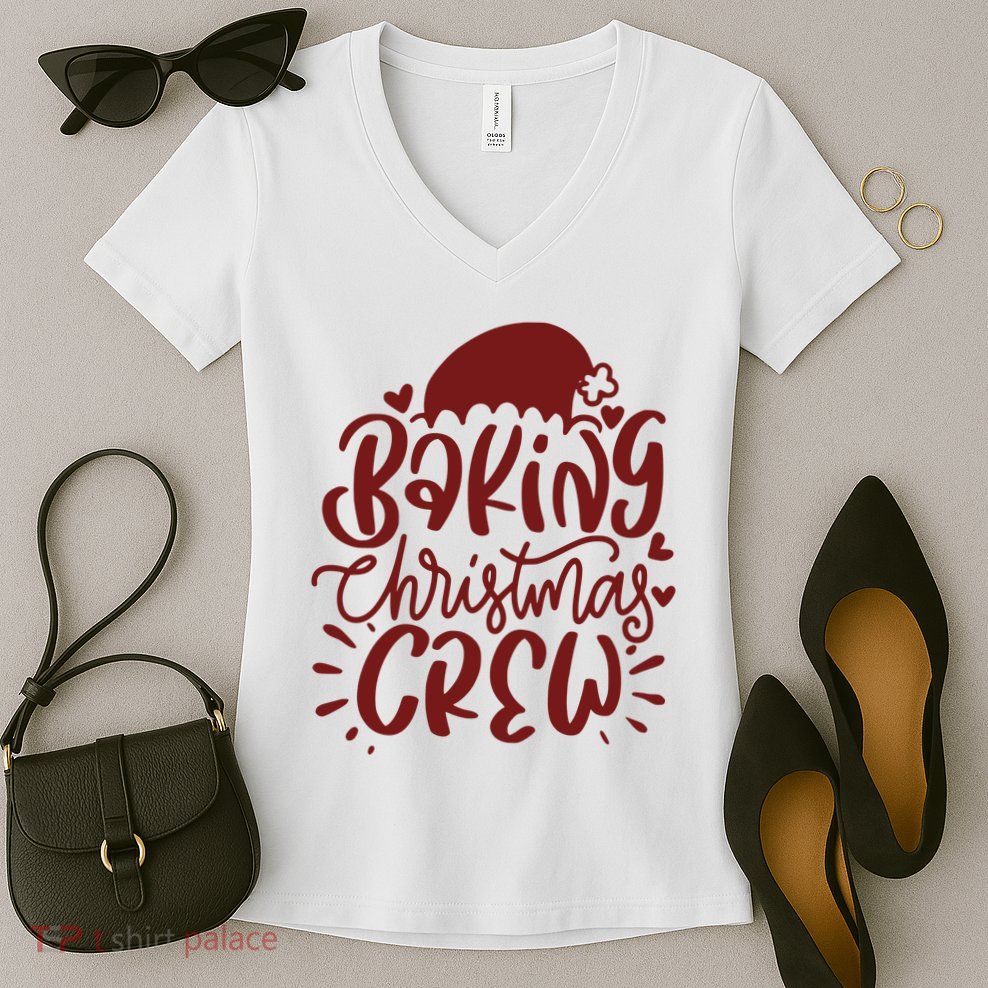 Baking Christmas Crew Holiday Women's V-Neck T-Shirt