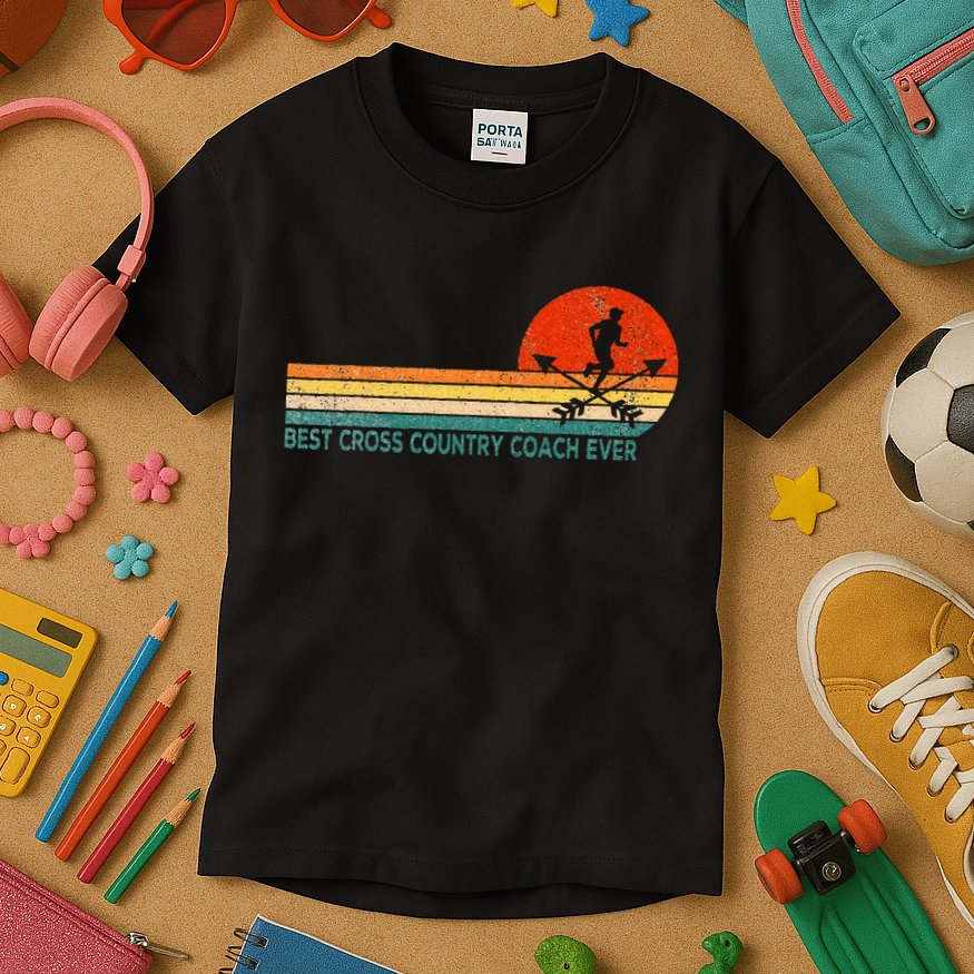 Best Cross Country Coach Cross Country Running Coach Retro Kids T-Shirt