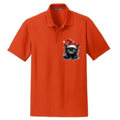 Black Cat Christmas Cool Gift Xmas Tree Lights Xmas Black Cat Funny Gift Dry Zone Grid Polo