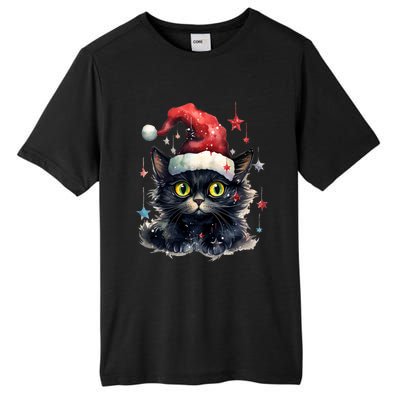 Black Cat Christmas Cool Gift Xmas Tree Lights Xmas Black Cat Funny Gift Tall Fusion ChromaSoft Performance T-Shirt