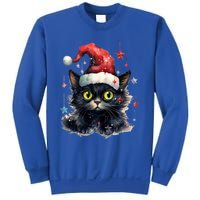 Black Cat Christmas Cool Gift Xmas Tree Lights Xmas Black Cat Funny Gift Sweatshirt