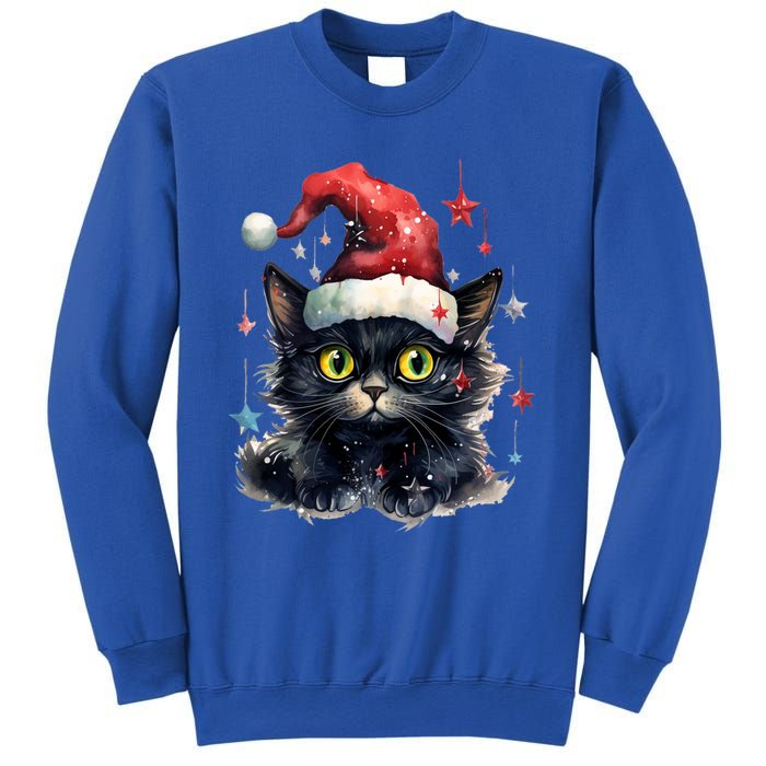 Black Cat Christmas Cool Gift Xmas Tree Lights Xmas Black Cat Funny Gift Sweatshirt