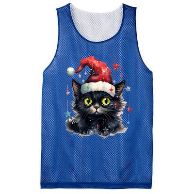 Black Cat Christmas Cool Gift Xmas Tree Lights Xmas Black Cat Funny Gift Mesh Reversible Basketball Jersey Tank