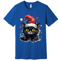 Black Cat Christmas Cool Gift Xmas Tree Lights Xmas Black Cat Funny Gift Premium T-Shirt