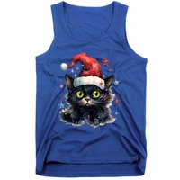 Black Cat Christmas Cool Gift Xmas Tree Lights Xmas Black Cat Funny Gift Tank Top