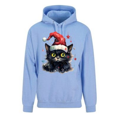 Black Cat Christmas Cool Gift Xmas Tree Lights Xmas Black Cat Funny Gift Unisex Surf Hoodie