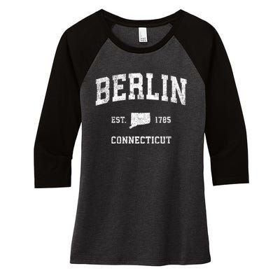 Berlin Connecticut Ct Vintage Sports Women's Tri-Blend 3/4-Sleeve Raglan Shirt