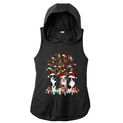 Border Collie Christmas Tree Funny Xmas Border Collie Dog Gift Ladies PosiCharge Tri-Blend Wicking Draft Hoodie Tank