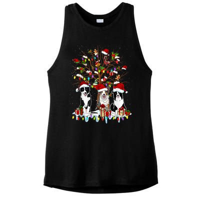 Border Collie Christmas Tree Funny Xmas Border Collie Dog Gift Ladies PosiCharge Tri-Blend Wicking Tank