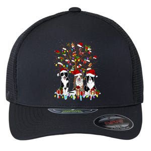 Border Collie Christmas Tree Funny Xmas Border Collie Dog Gift Flexfit Unipanel Trucker Cap