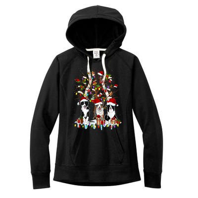 Border Collie Christmas Tree Funny Xmas Border Collie Dog Gift Women's Fleece Hoodie