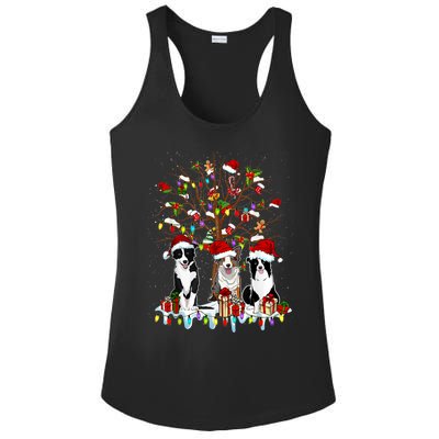 Border Collie Christmas Tree Funny Xmas Border Collie Dog Gift Ladies PosiCharge Competitor Racerback Tank