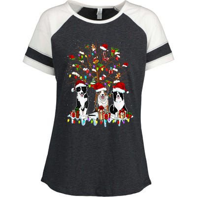 Border Collie Christmas Tree Funny Xmas Border Collie Dog Gift Enza Ladies Jersey Colorblock Tee